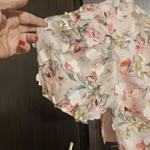 SHEIN Pink Floral Blouse, Off Shoulder, Size 6